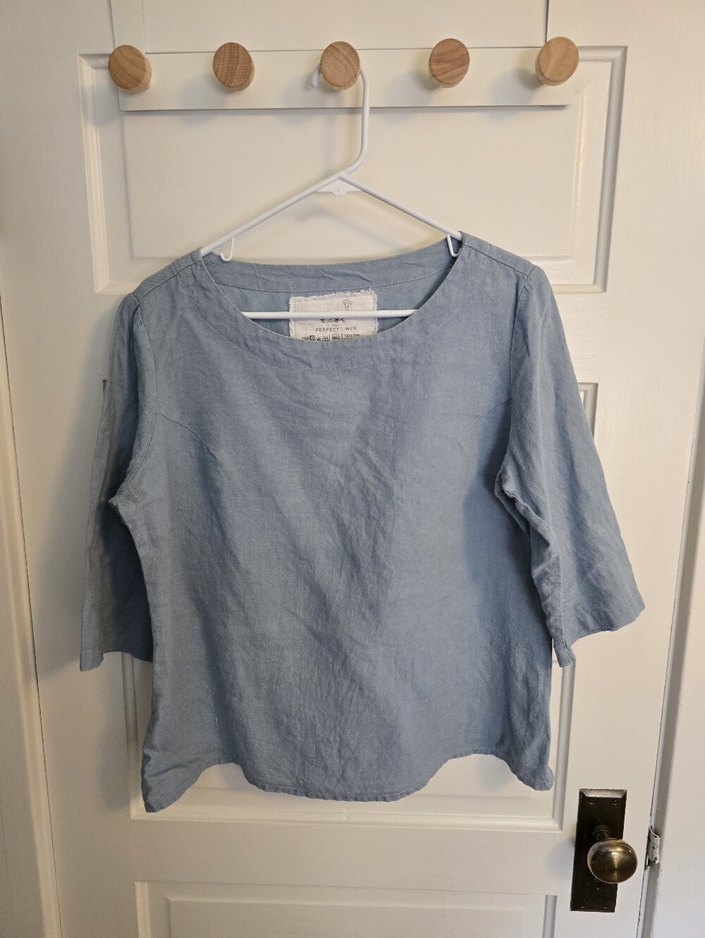 Notperfectlinen January Linen Top Swedish Blue M/L